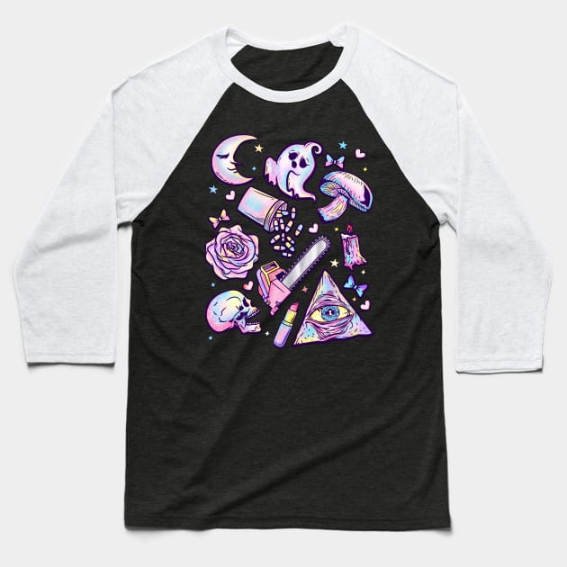 Creepy Cute Aesthetic Pastel Goth - Kawaii Chibi Gift Baseball T-Shirt by biNutz